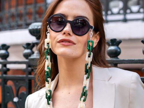 Curtis – Large Glasses chain Marble Green & Cream chunky acrylic chain – perfect for wearing with sunglasses and as glasses holder