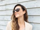 Lili – Black & Gold fine chain Glasses Chain adorned with brass hexagons
