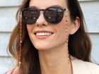 Scarlet – Red & Gold fine chain Glasses Chain adorned with brass hexagons