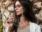 River – Glasses chain – Jade Green & Teal chunky acrylic chain – perfect for wearing with sunglasses and as glasses holder. Perfect gift for her