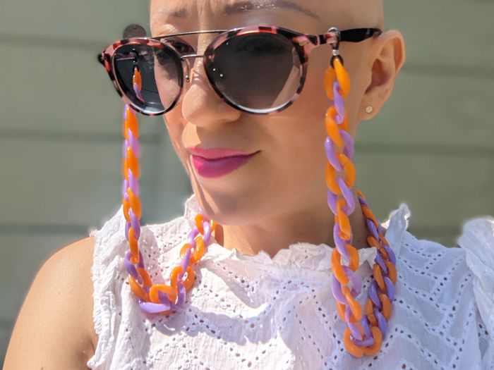 Austin – Glasses chain – Lilac and Orange chunky acrylic chain