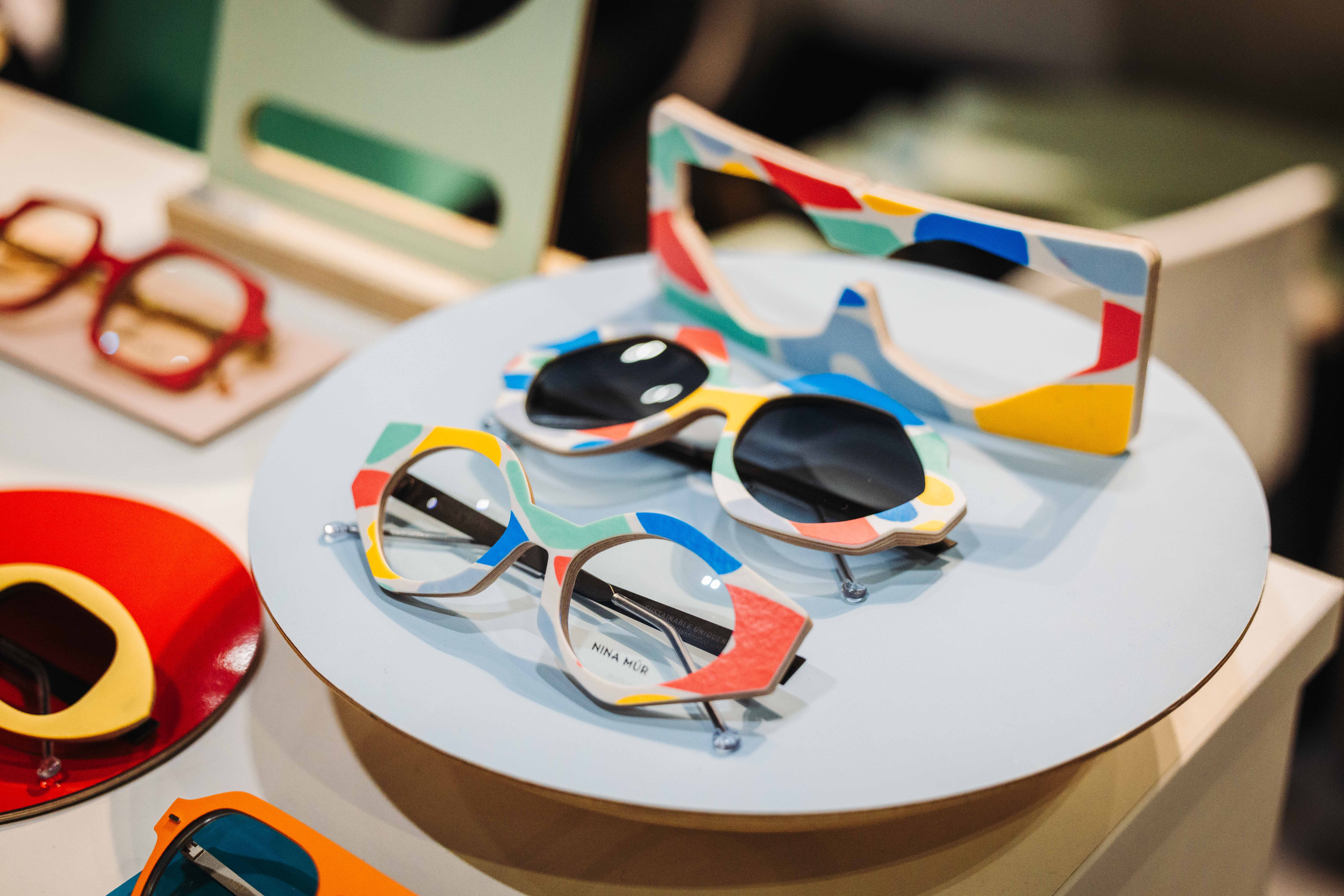 Colourful eyewear on display at 100% Optical.