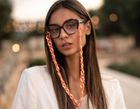 Peaches – Glasses chain – Peach & salmon chunky acrylic chain – perfect for wearing with sunglasses and as glasses holder