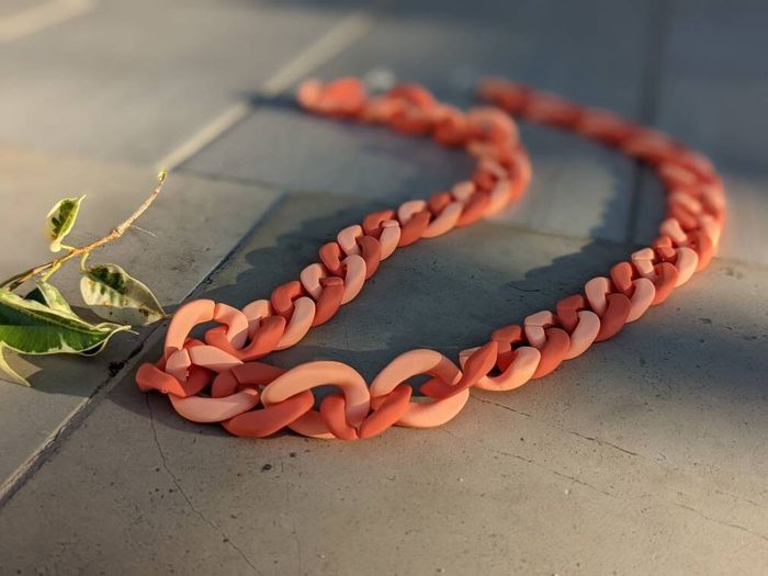 Peaches – Glasses chain – Peach & salmon chunky acrylic chain – perfect for wearing with sunglasses and as glasses holder