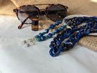 Blue Aromatherapy Essential Oil Diffuser chunky acrylic glasses chain -  perfect for wearing with sunglasses and as glasses holder