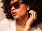 Anya - Rose Quartz & Brass Hexagon chain – perfect for wearing with sunglasses and as glasses holder