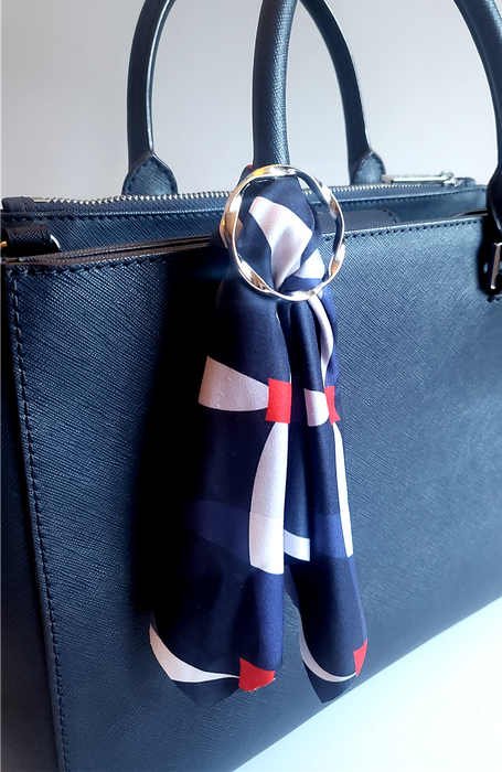 Navy Theia microfibre handbag scarf set