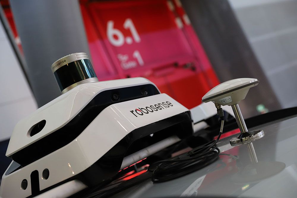 Photo is a close up of technology on display at ADAS & AV Technology Summit