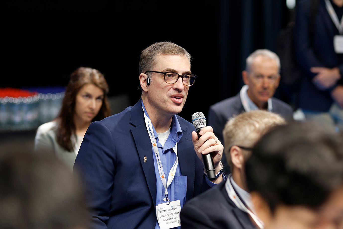 Photo shows a speaker at Advanced Maritime Technology conference