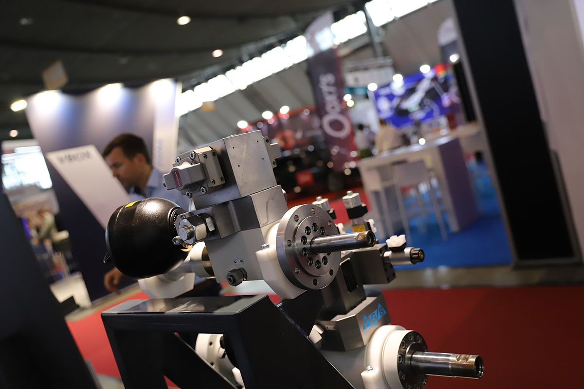 Photo shows a close up on tech on display at Automotive Testing Expo in Stuttgart, Germany