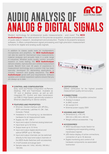 MCD AudioAnalyzer Brochure