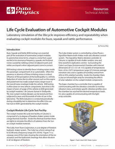 Life Cycle Evaluation of Automotive Cockpit Modules-Data Physics