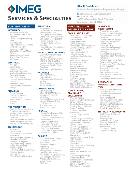 IMEG Engineering Services and Specialties