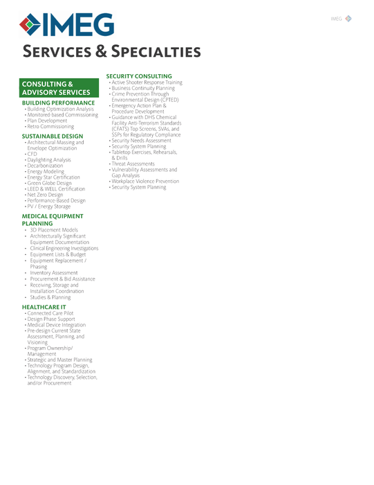 IMEG Engineering Services and Specialties