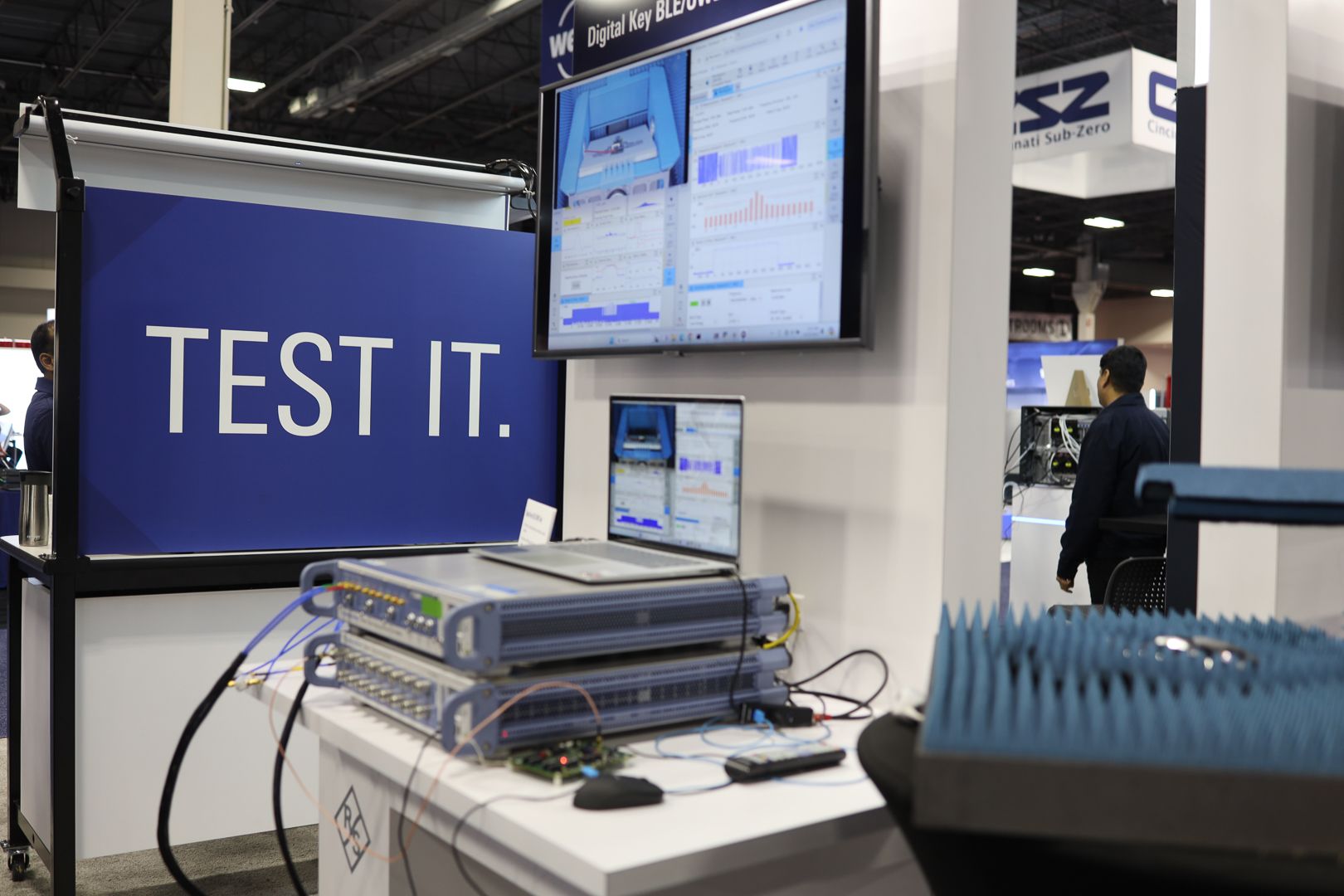 Photo shows testing software being showcased at Automotive Testing Expo North America