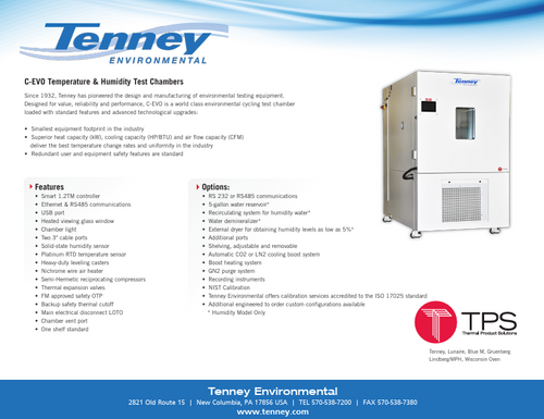 Tenney C-EVO Temperature Humidity Chamber Brochure