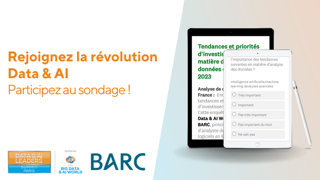 Analyse de données en France : Faites partie de l'enquête 2023 sur les tendances et priorités d’investissement !