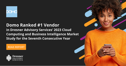Domo Ranked #1 Vendor in Dresner Advisory Services' 2023 Cloud Computing and Business Intelligence Market Study for the Seventh Consecutive Year