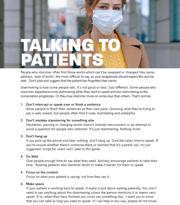 Guide to stammering and patient contact