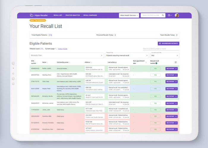 Hippo Recaller - Manual Recall Lists