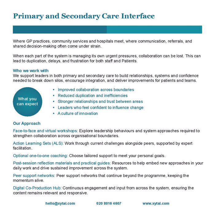 Primary and Secondary Care Interface
