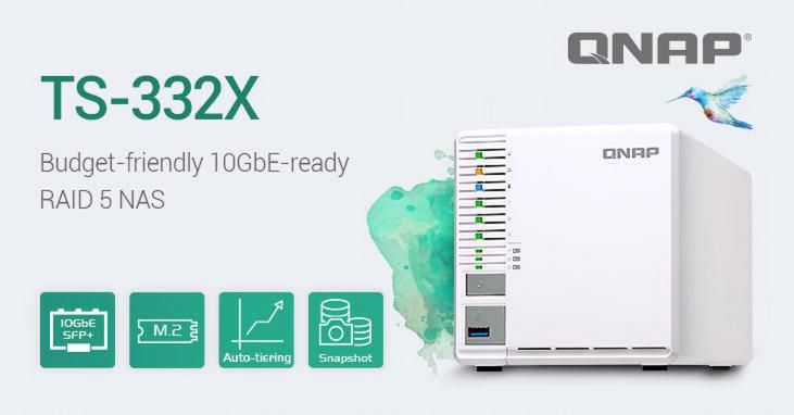 QNAP's New Affordable 3-bay 10GbE NAS: TS-332X Provides 10GbE SFP+ Connectivity, Three M.2 SSD Slots, SSD Caching and Auto-tiered Storage