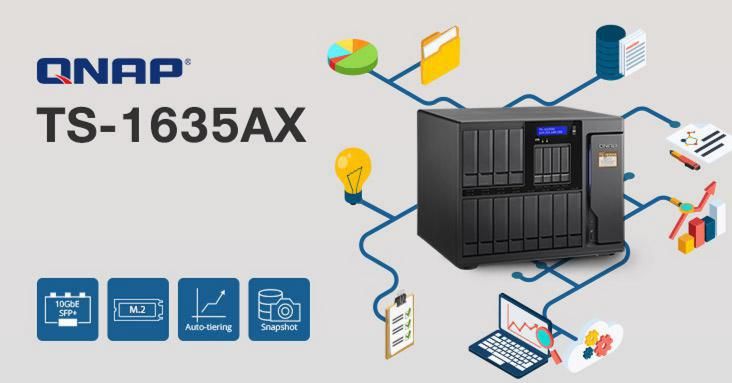 QNAP Unveils the TS-1635AX 16-bay NAS with Powerful Processor, Dual 10GbE Ports, M.2 SSD Slots, PCIe Slots and Linux VM Support