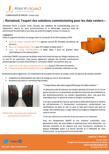 Rentaload, l’expert des solutions commissioning pour les data centers