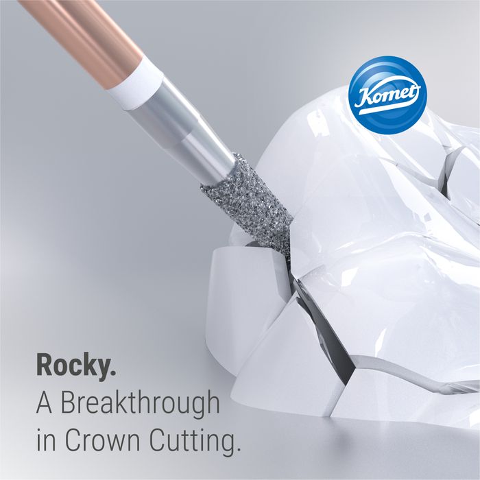Rocky. A Breakthrough in Crown Cutting. A new era in powering through zirconia begins.