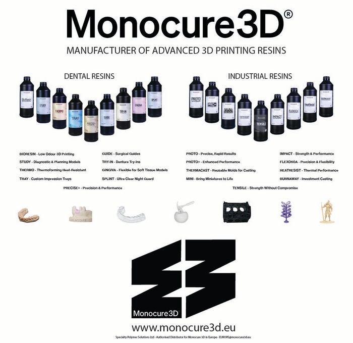 Monocure3D Dental 3D Resins Now Available in the UK – Full Range Launch at DTS Dental Showcase