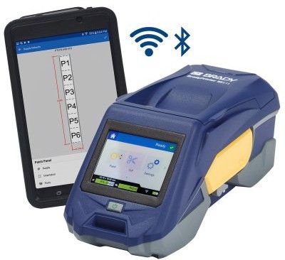 Smartphone operated BradyPrinter M611 to label cables and components