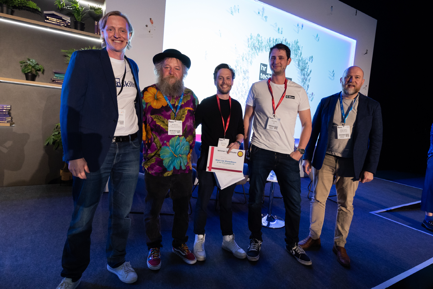 The finalists of the Start-Up Showdown on the keynote stage with Bill Boorman