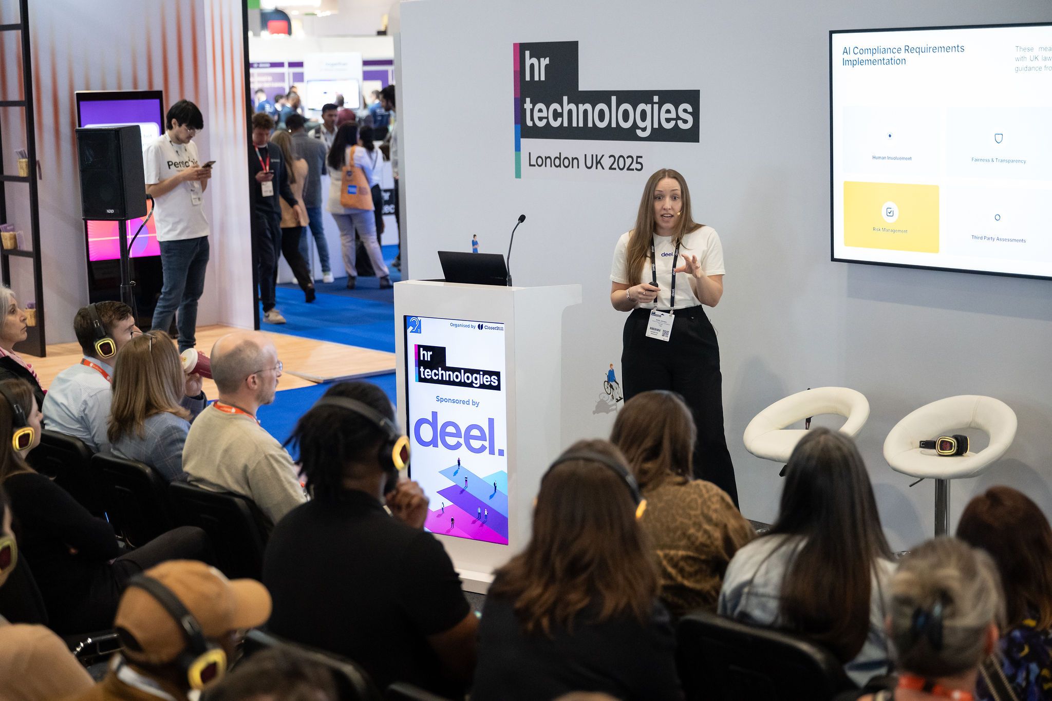 A crowd watching a seminar session at HR Technologies UK 2025