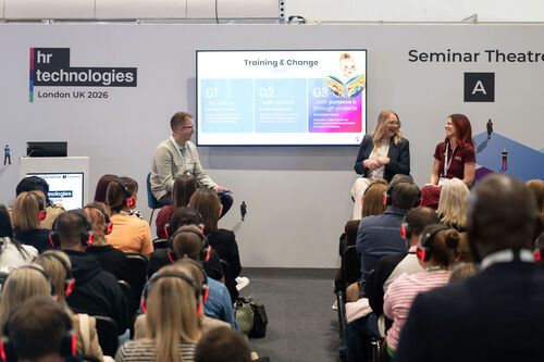 A crowd watching a seminar session at HR Technologies UK 2026