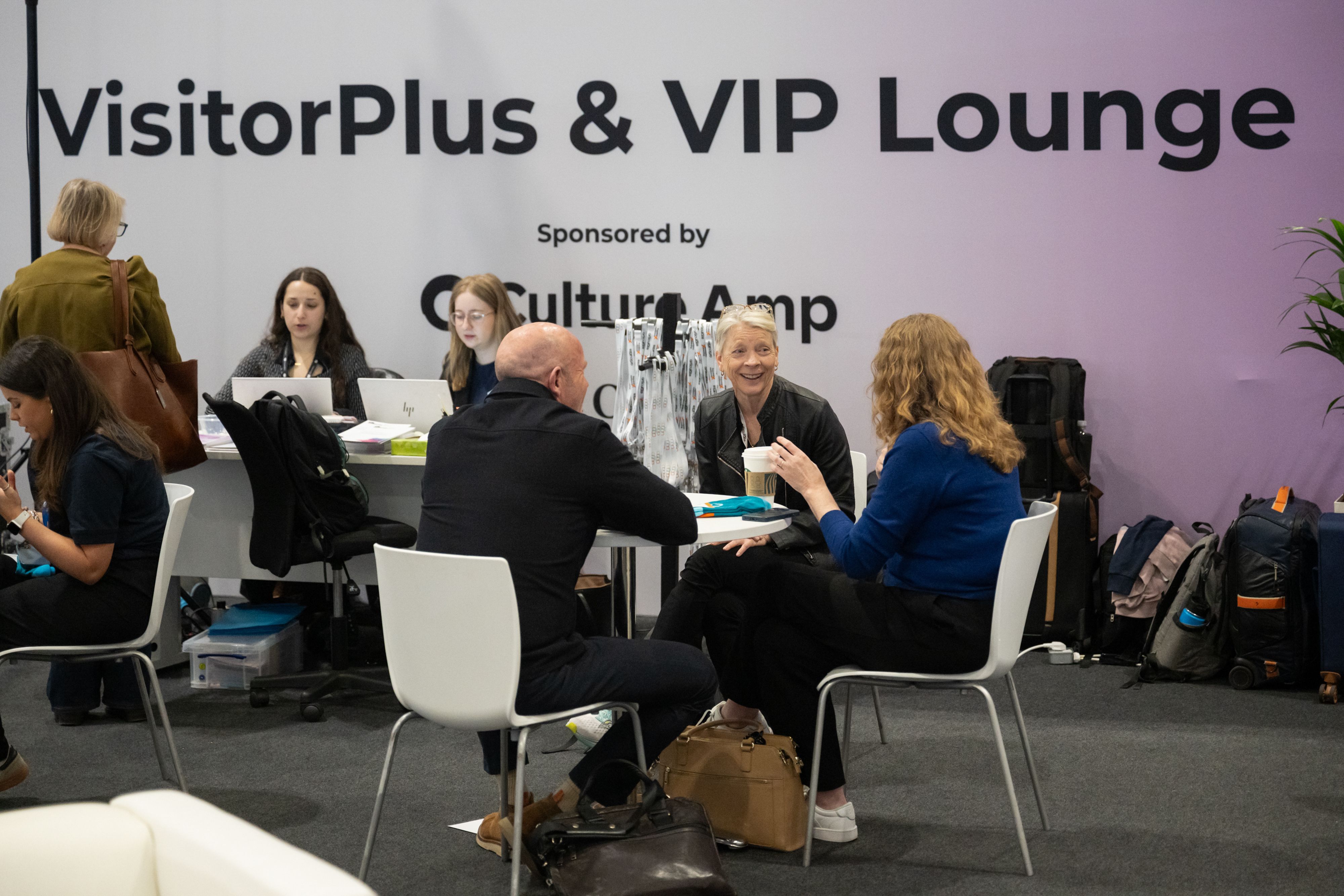 The VisitorPlus Lounge from HR Technologies UK 2025 filled with Visitors