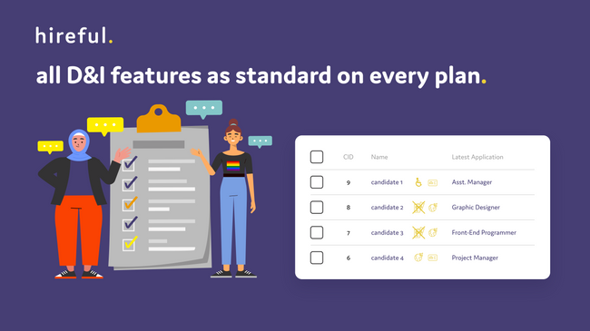 D&I features included on every ATS plan with hireful