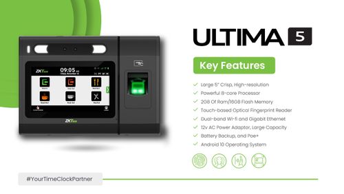Ultima 5: Robust 5-inch touchscreen time clock for easy migration from Linux to Android