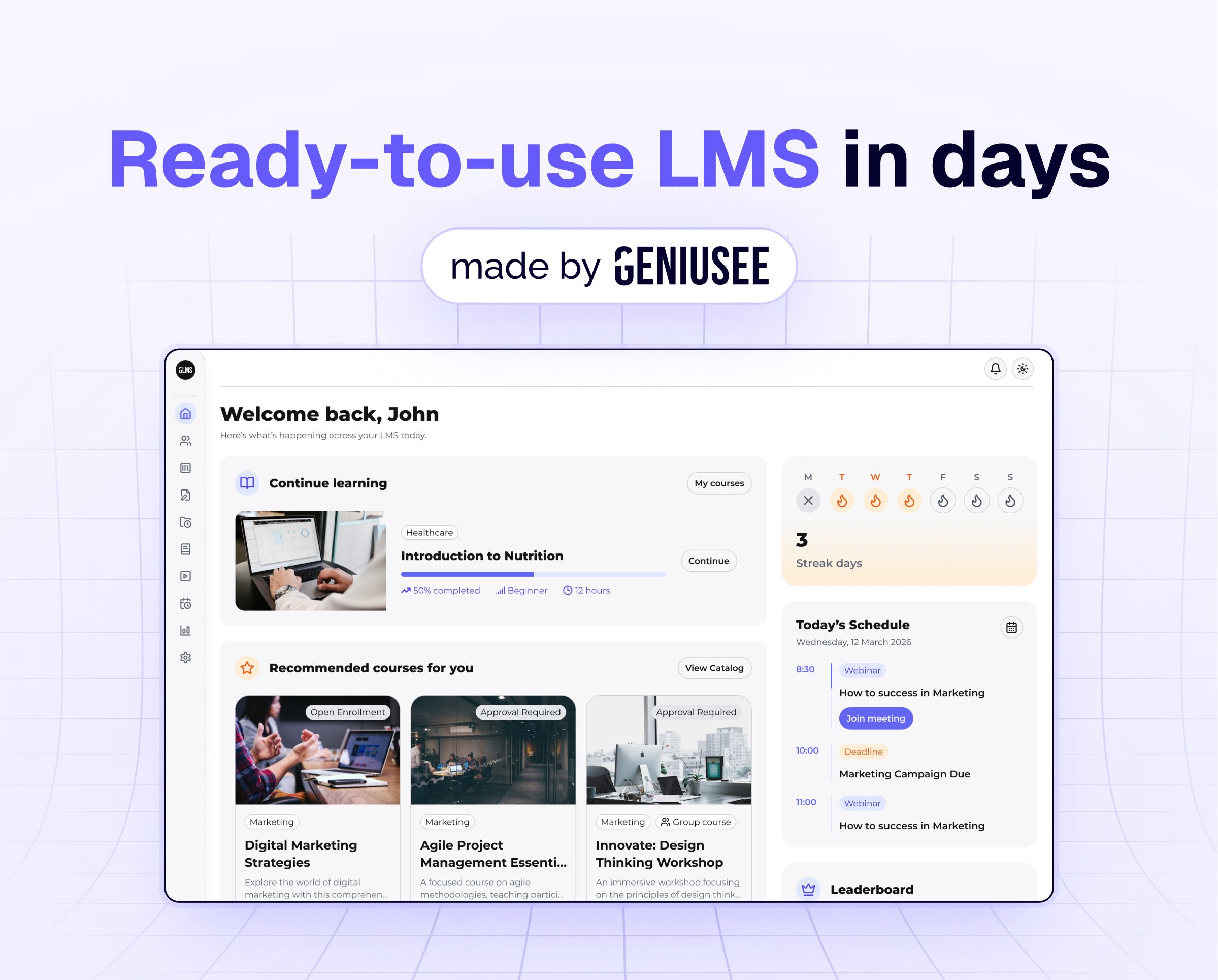 Ready-to-use LMS in days