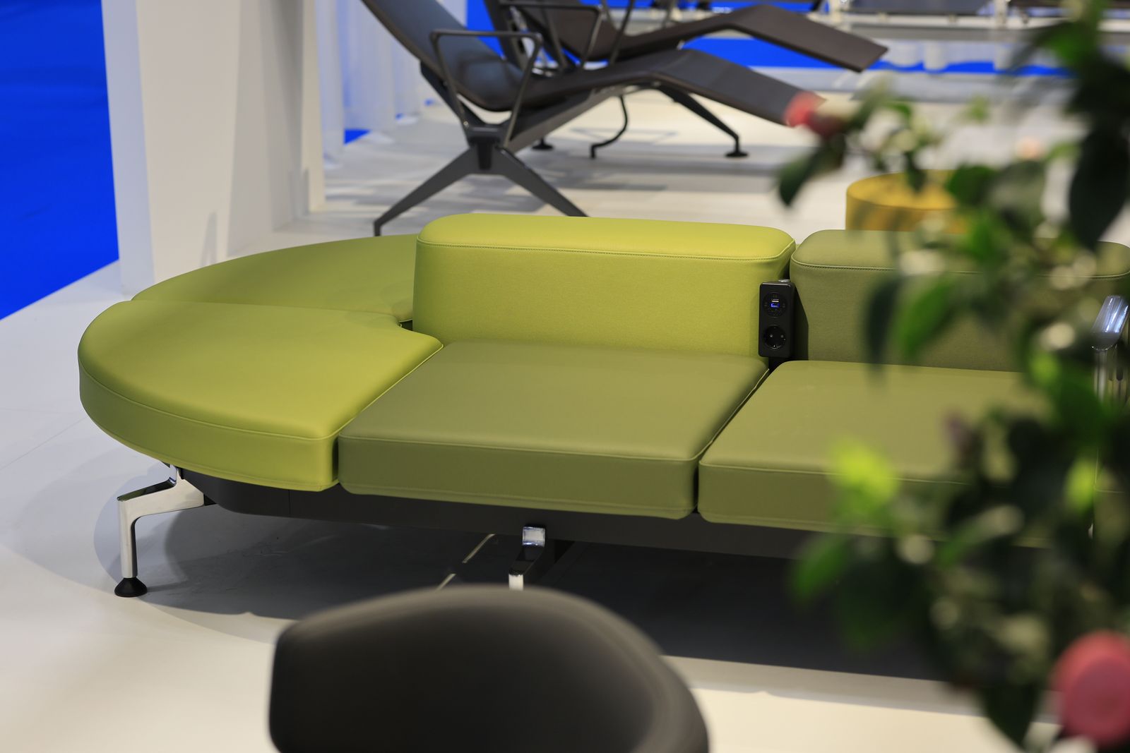 Airport seating on an exhibitor stand