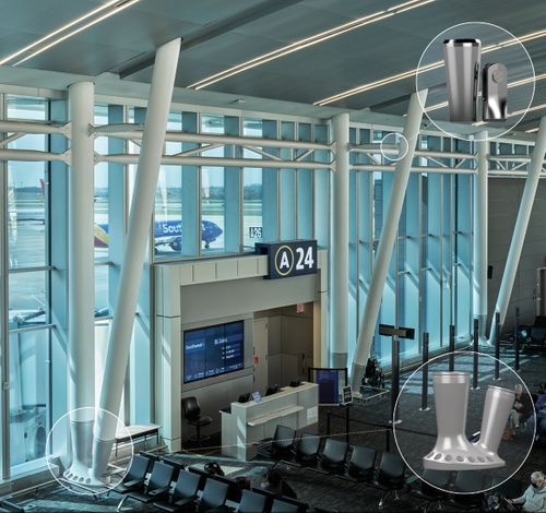 Cast-steel connections for airport architecture