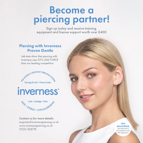 BECOME A PIERCING PARTNER - LET'S GET PIERCING. Find out how to introduce Inverness, the gentlest and most technologically advanced piercing system, into your business.