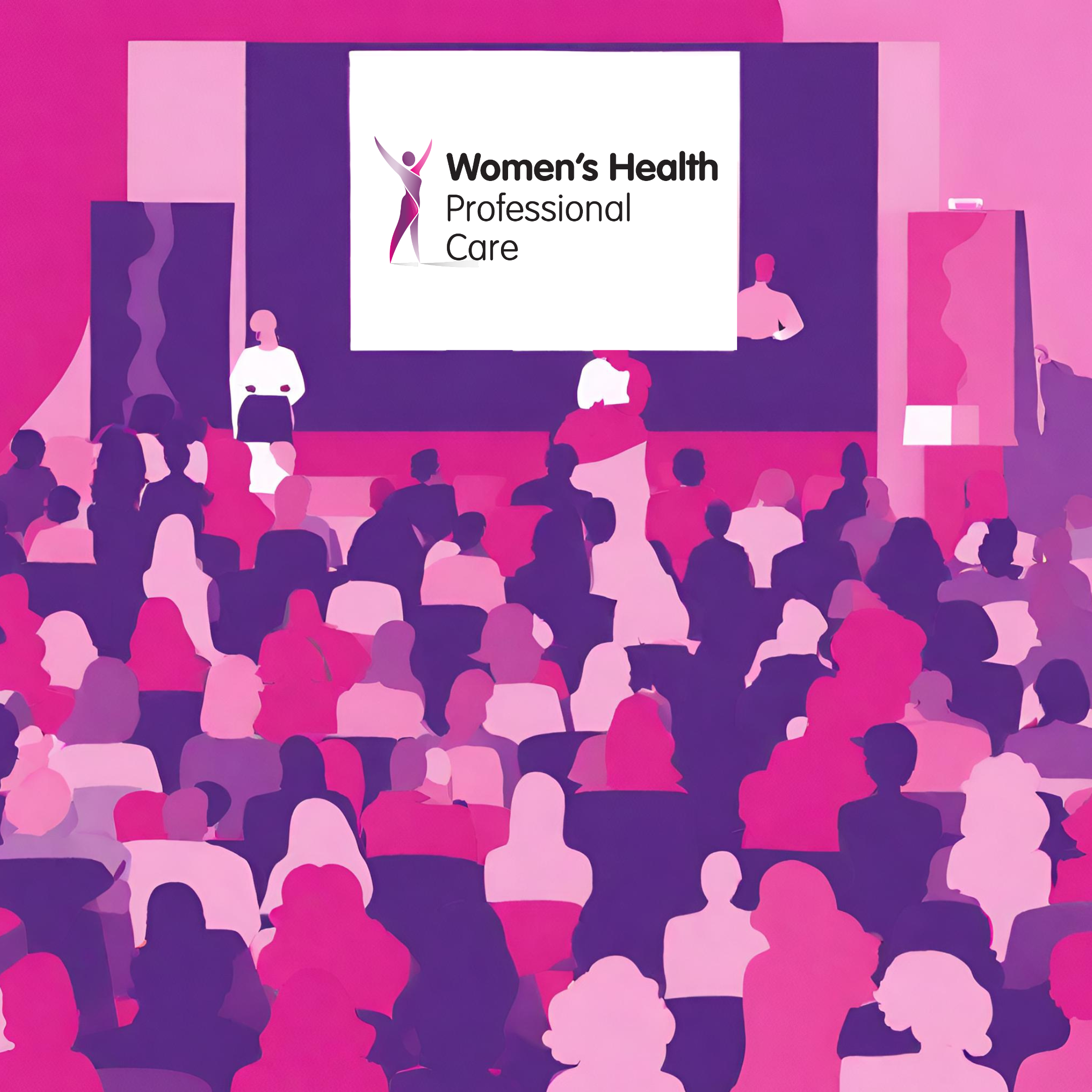 mock up of a busy women's health professional care conference theatre