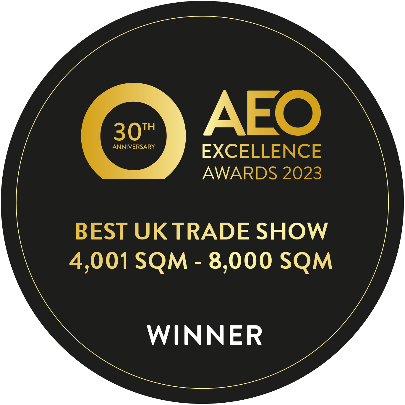 WINNER  AEO EXCELLENCE AWARDS 2023 Best UK Tradeshow 4,1001sqm-8,000sqm