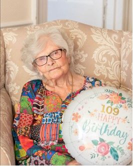 Local care home resident Kathleen becomes the third oldest person in Surrey as she celebrates her 109th birthday