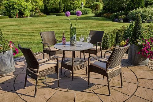Windsor Bronze Round Dining Table with 4 Stacking Armchairs