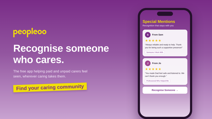 Peopleoo: Find Your Caring Community with the Free App for Paid and Unpaid Carers