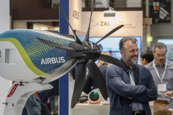 Airbus model plane on display on the expo floor