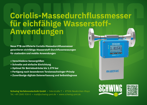 Coriolis-Massedurchflussmesser für eichfähige Wasserstoff-Anwendungen