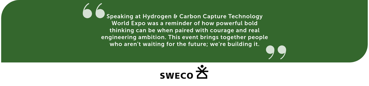 testimonial quote on a light green background with the Sweco logo beneath it