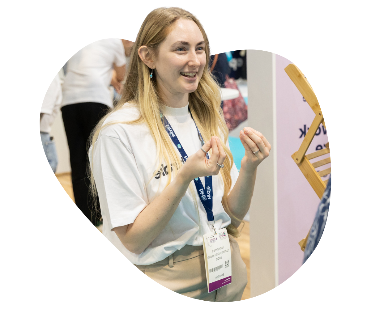 exhibitor smiling